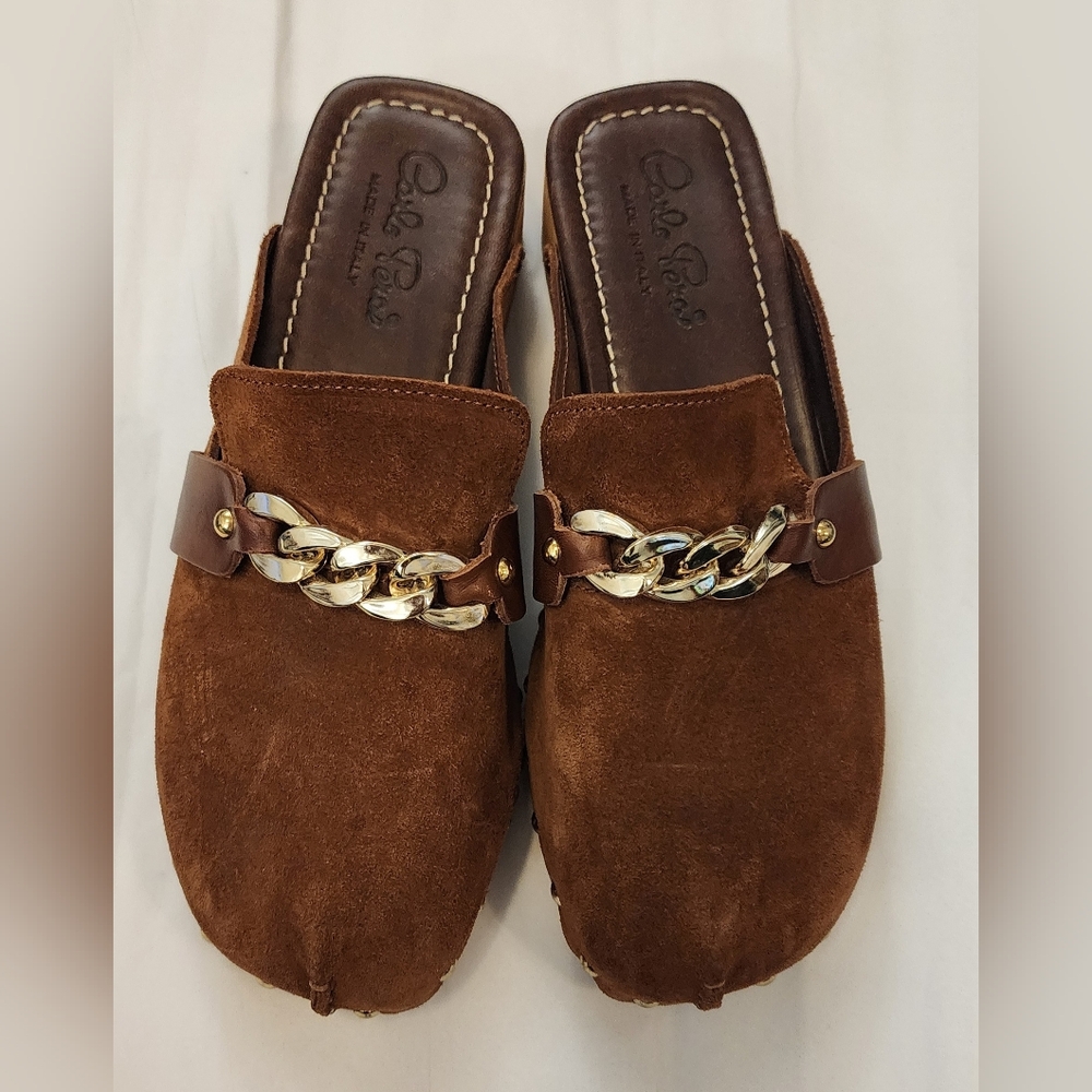 Carlo Pera Made In Italy Suede Clogs Size 38